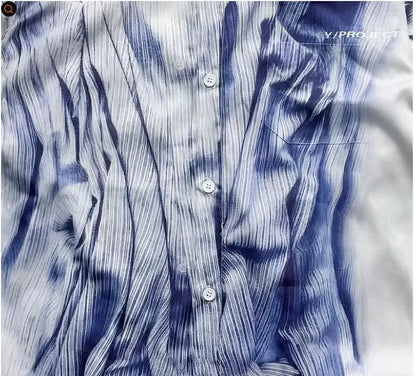 New 2024 Men Striped Gradient Project Fashion Cotton Casual Shirts Shirt High Pocket Long-sleeves Size S M L XL#U37 Street King Limited