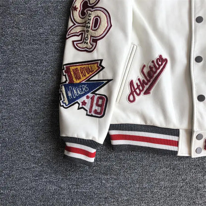 Leather Jacket Men Motorcycle Luxury Designer Embroidery Short Biker Baseball Jackets Y2k Streetwear Winter Bomber Coat White Street King Limited