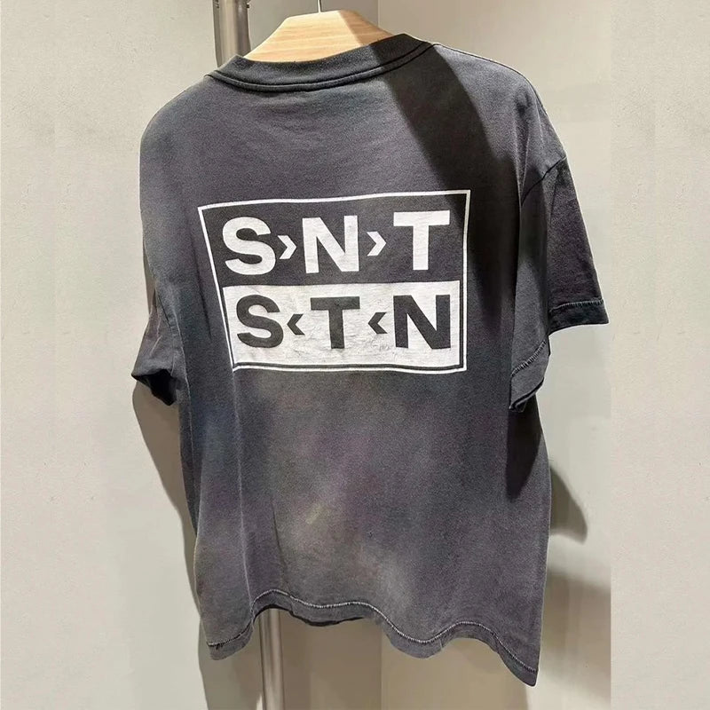 SAINT Short Sleeve Top Tees Men Woman Best Quality Space Exploration Cartoon Photo O-Neck Versatile T Shirt Street King Limited