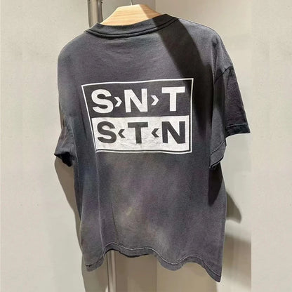 SAINT Short Sleeve Top Tees Men Woman Best Quality Space Exploration Cartoon Photo O-Neck Versatile T Shirt Street King Limited