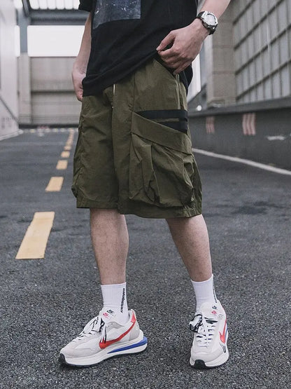 Korean trendy brand personality printed short sleeved T shirt Fashion street Y2K men and women straight functional work shorts Street King Limited