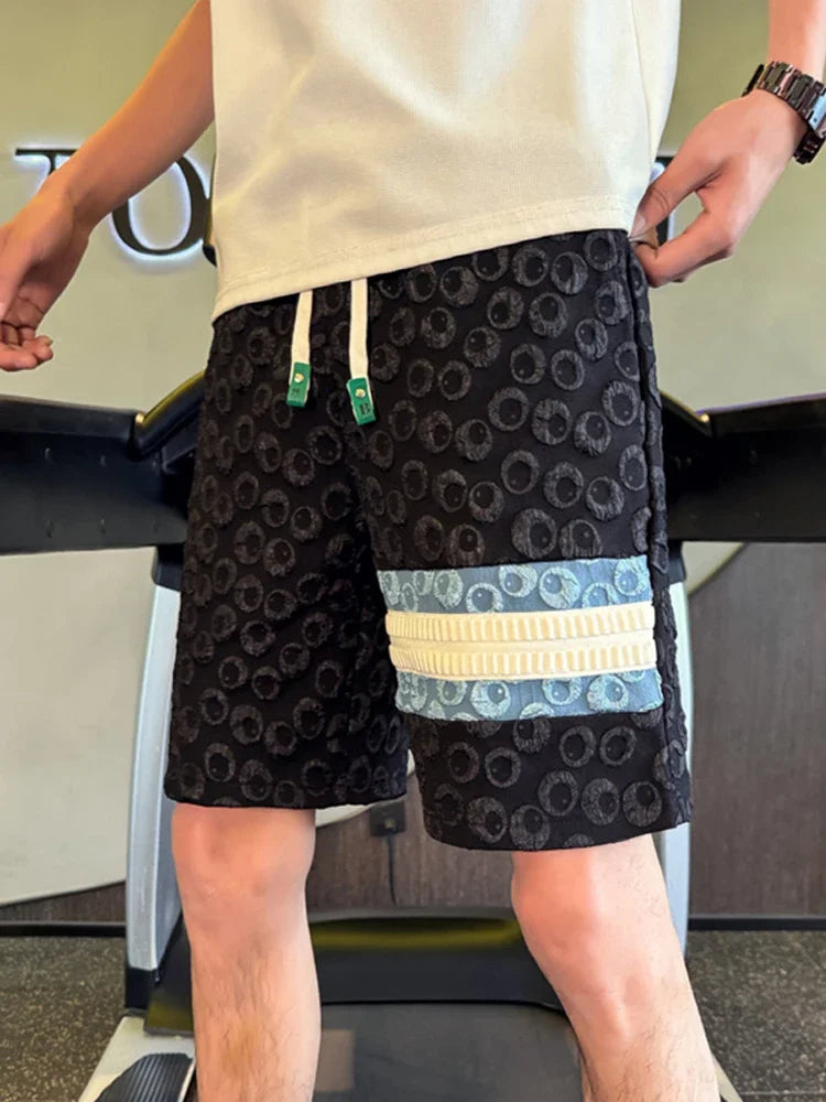 summer foam print shorts men y2k streetwear pleated baggy bermudas para hombre hip hop fashion vintage casual short pants unique shorts style 3346