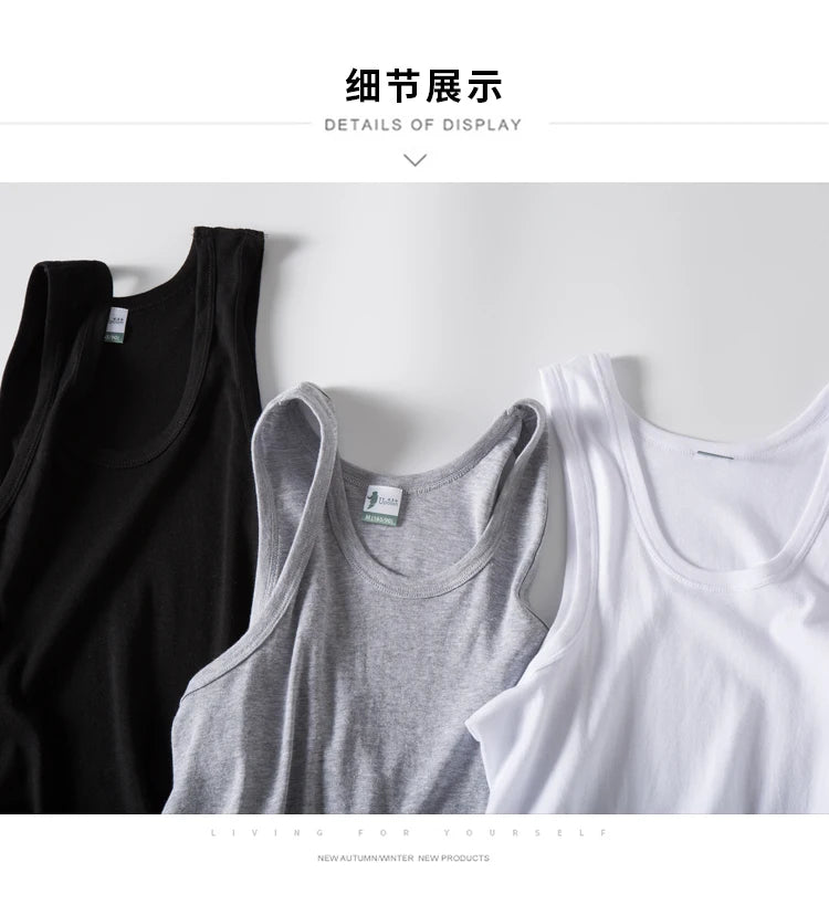 Hot Sale 3pcs / 100% Cotton Mens Sleeveless Tank Top Solid Muscle Vest Undershirts O-neck Gymclothing Tees Whorl Tops Street King Limited