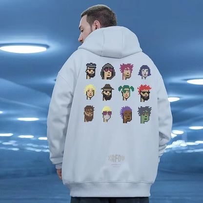 Funny Pixel Figure Graphic Hoodies For Men Autumn Y2K Streetwear Pullovers Hooded Sweatshirts Hombre Harajuku Hip Hop Hoody Street King Limited