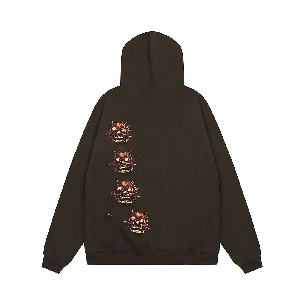 Y2k Streetwear Letter Brown Hooded Hoodies for Men and Women Pullover Baggy Casual Sudaderas Ropa Hombre Cotton Fall Sweatshirts Street King Limited