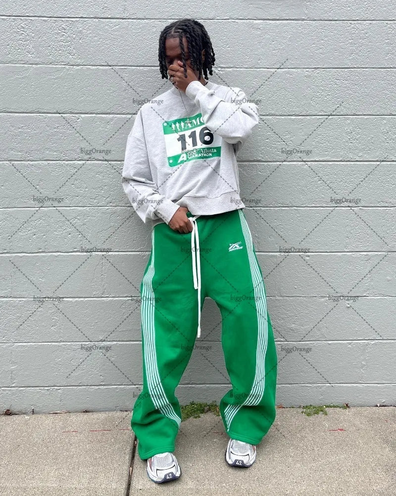 2024Colorful Street Hip-Hop SweatpantsY2KHarajuku Retro Wide Leg Pants Men American Oversized Fashion Loose and Versatile Casual Street King Limited