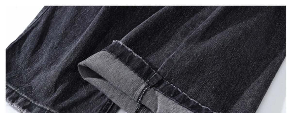 baggy damaged heavy industry washed jeans pants vibe loose casual silhouette straight worn pants knee ripped denim trousers unique jeans style 176