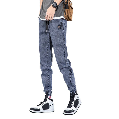 rainbowtouches autumn winter blue cargo jeans men streetwear denim jogger pants baggy harem jean trousers male oversize large relaxed fit joggers