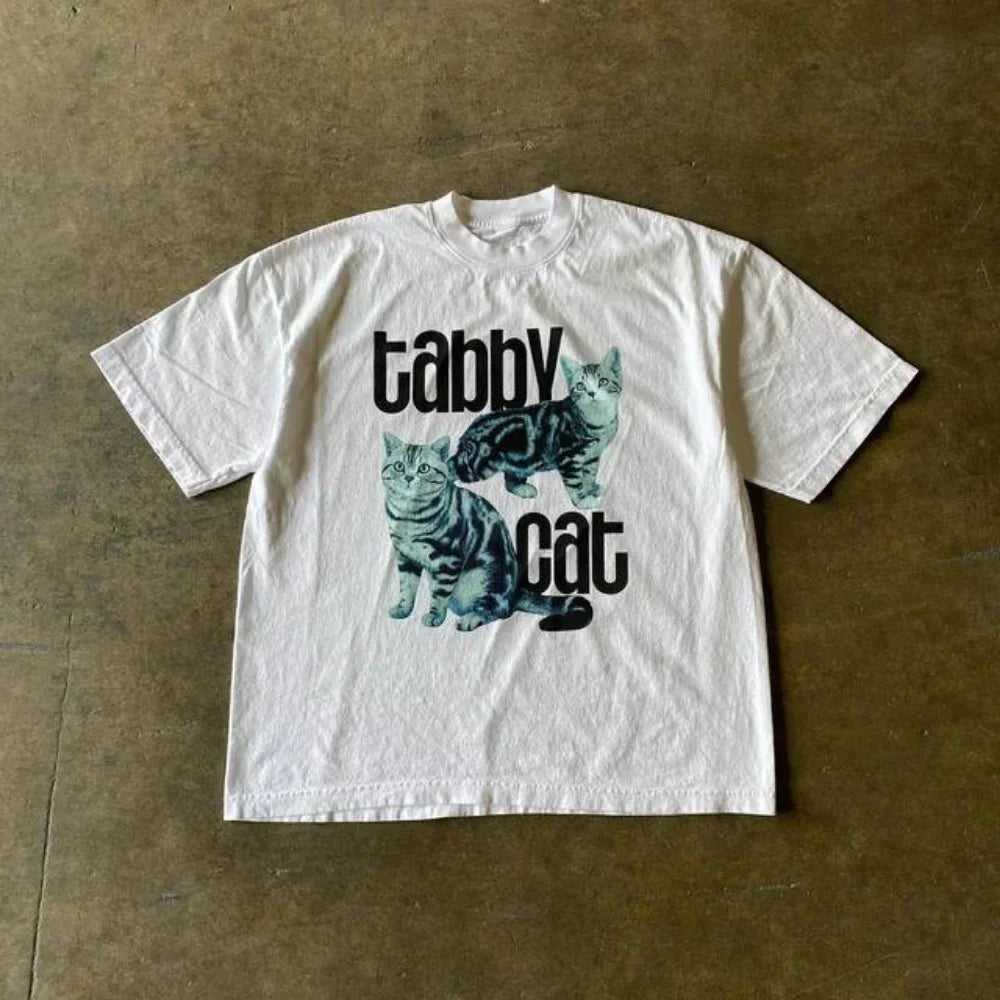 Street Y2K New Hip Hop Vintage Cotton T-shirt Men Harajuku Fashion Trend Joker Short Sleeved T-shirt Couple Casual Loose T-shirt Street King Limited