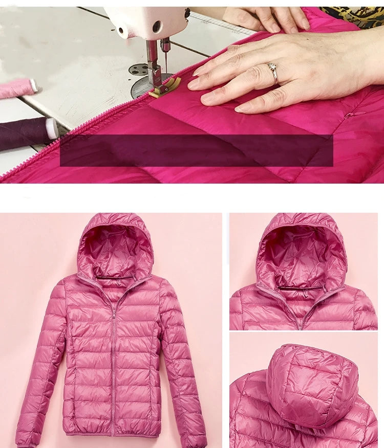 plus size thin light down jacket women 2023 autumn winter slim short hooded warm white duck down coat women outerwear streetwear unique shorts style 4235
