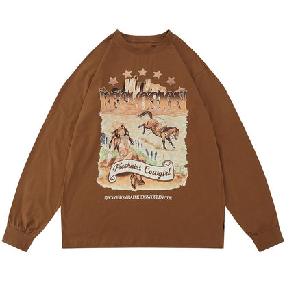 "Cowgirl" Unisex Men Women Streetwear Graphic Sweatshirt Daulet Apparel