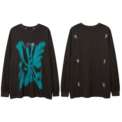 "Skeleton Fly" Unisex Men Women Streetwear Graphic Sweatshirt Daulet Apparel