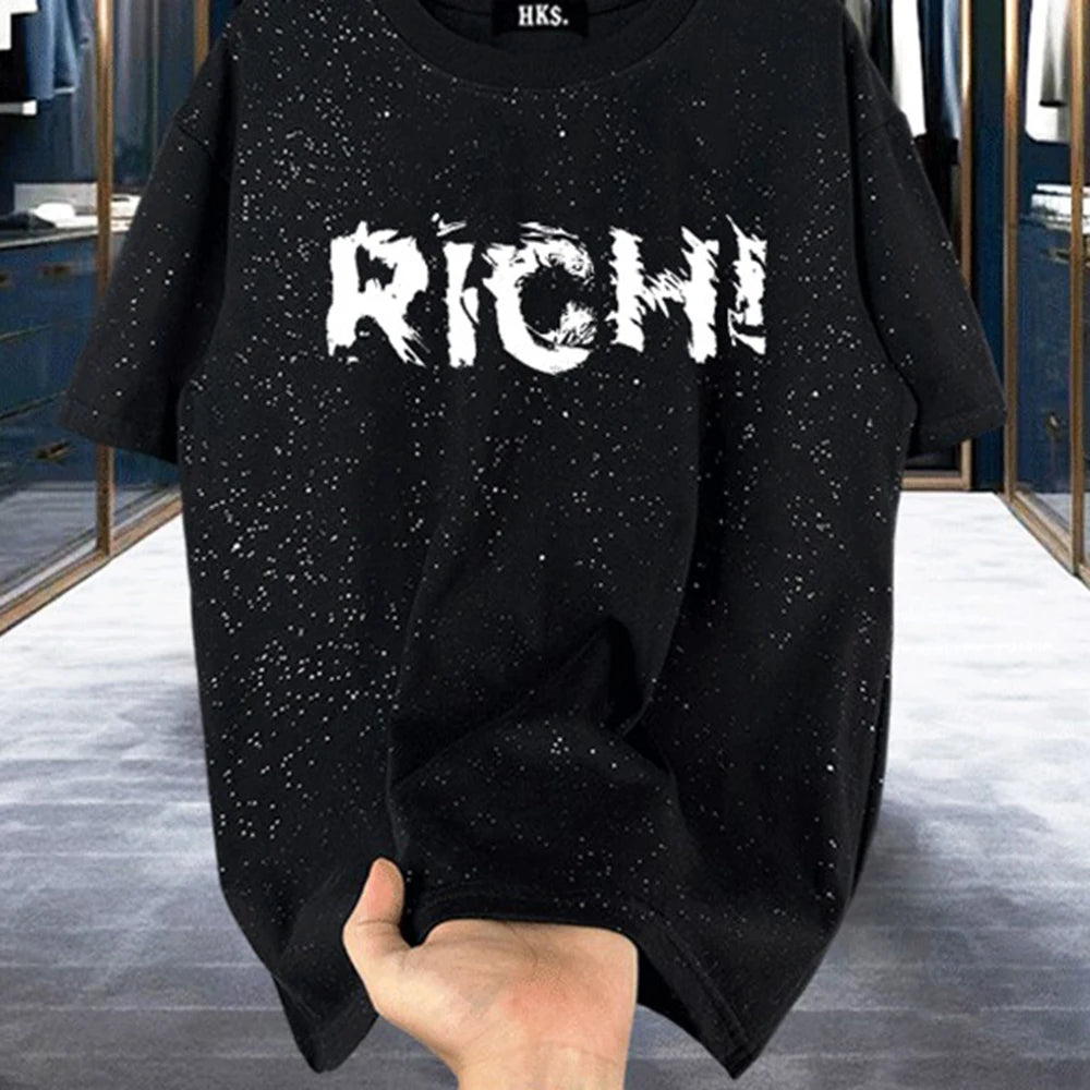 Mens T-Shirt Shining Starry Sky Casual Interesting Printed T-Shirt Autumn Street Trend Campus Short Sleeve Top Men'S Clothing Street King Limited