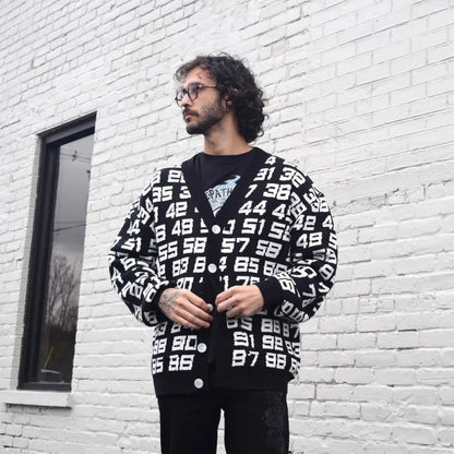 Jacquard pattern retro high street top warm Y2k women's sweater pullover knitted cardigan button super street top Street King Limited