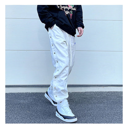 washed distressed denim sweatpant cashew flower patchwork oversized splice buckle jogging jeans casual button baggy men clothing unique joggers style 3345