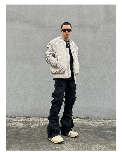 mens distressed ripped destroied tassel denim jean pants new fashion biker jeans streetwear flare pants joggers y2k men s jeans unique joggers style 2985