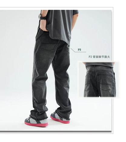 men streetwear hem zipper plus size distressed retro fashion loose casual denim pants jeans cityboy jeans trousers 28 40 unique jeans style 2611