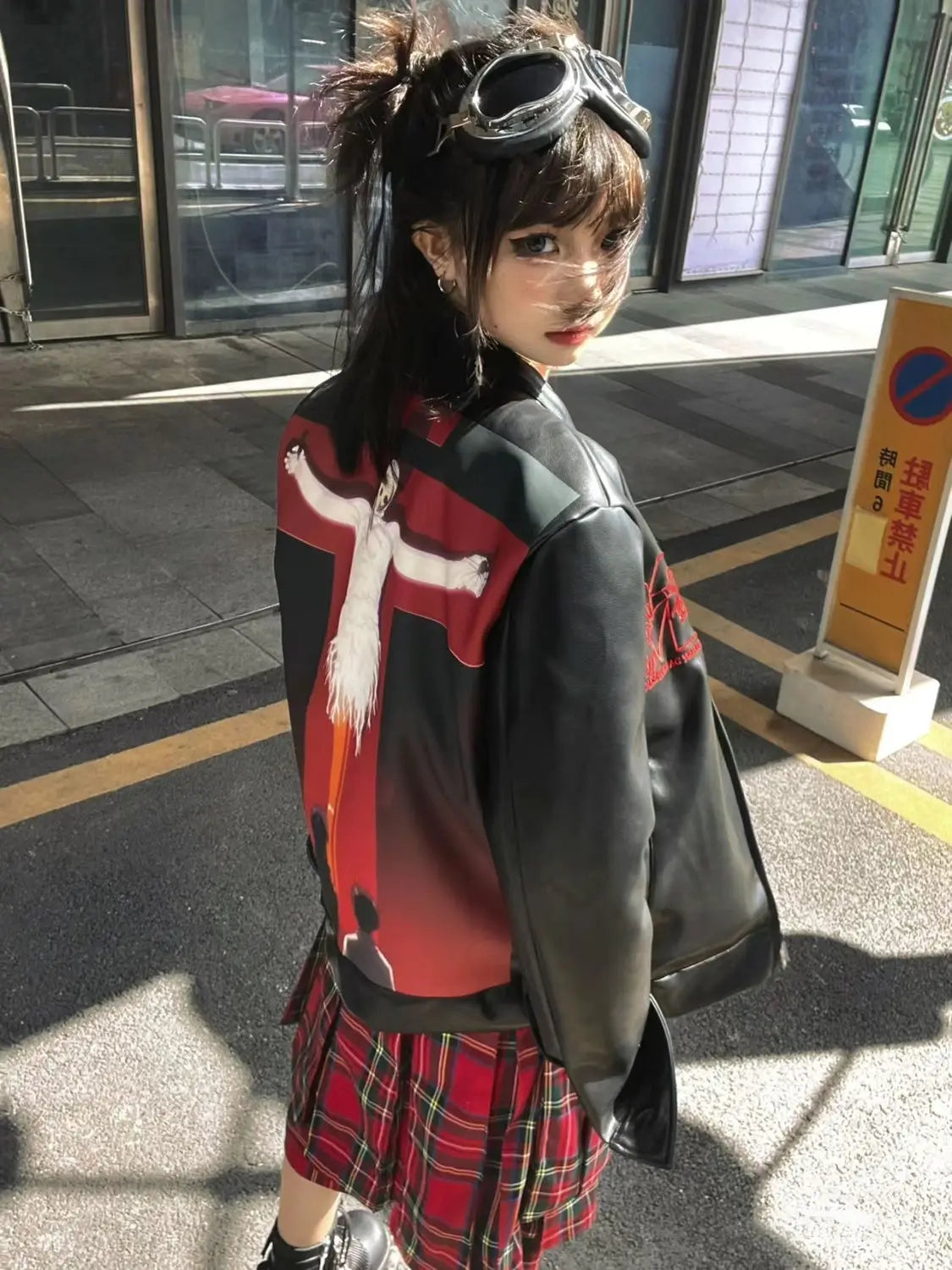 harajuku second apostle leather jacket women spring and autumn american sense vintage goth casual y2k tops coat women urban fashion pants