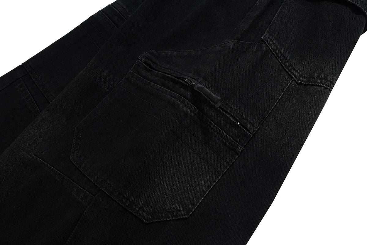 high street multi pocket washed black cargo pants for men wide leg baggy casual jeans oversized baggy denim trousers 2 unique cargo style 1125