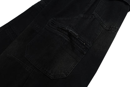 high street multi pocket washed black cargo pants for men wide leg baggy casual jeans oversized baggy denim trousers 2 unique cargo style 1125