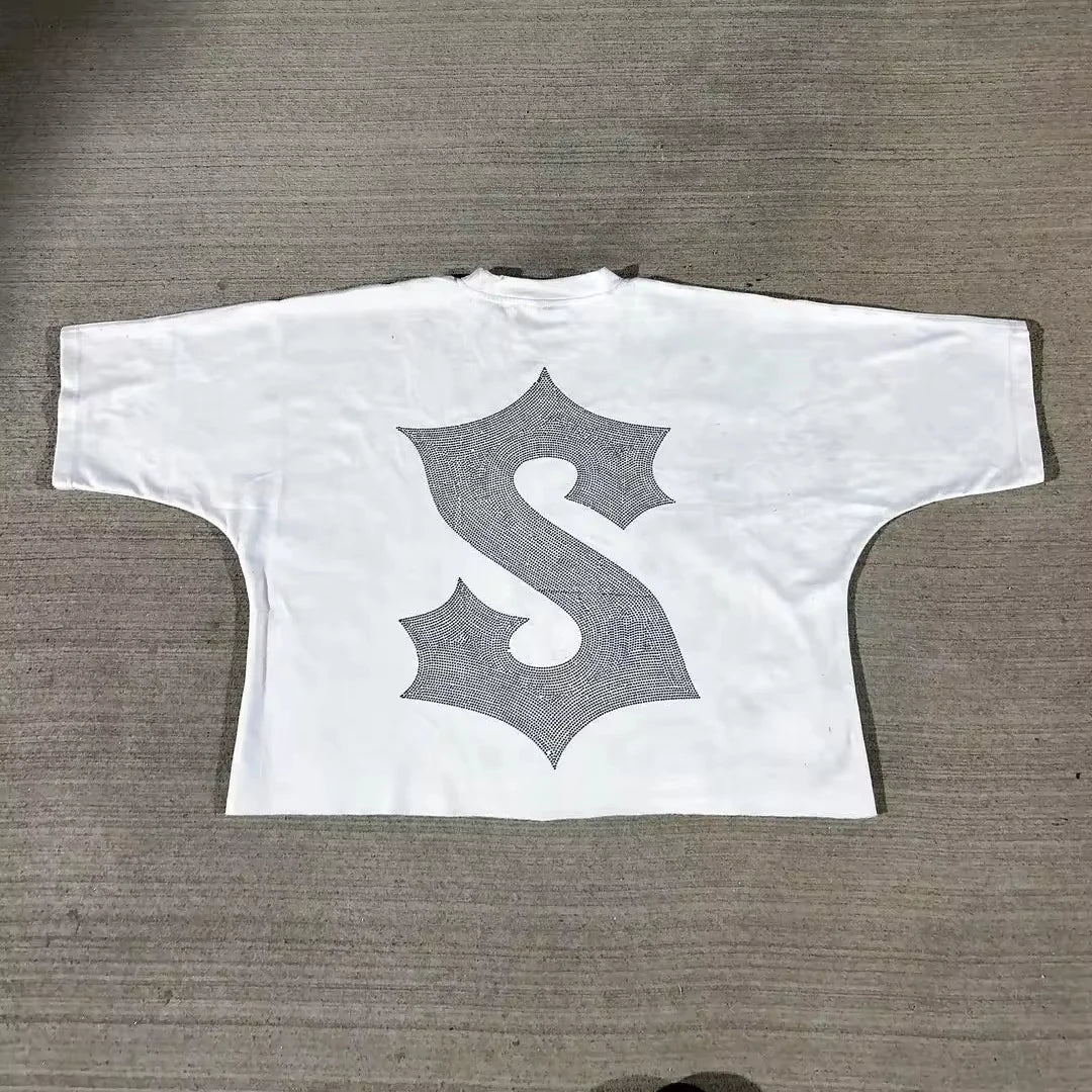 American Y2K New Fashion Trend Cotton T-shirt Men Women Street Hip Hop Vintage Loose Short Sleeved Couple Casual Joker T-shirt Street King Limited