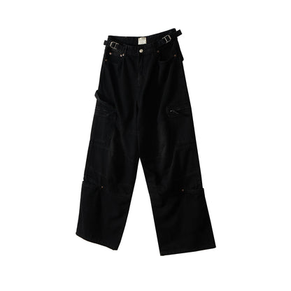 high street multi pocket washed black cargo pants for men wide leg baggy casual jeans oversized baggy denim trousers 2 unique cargo style 1120