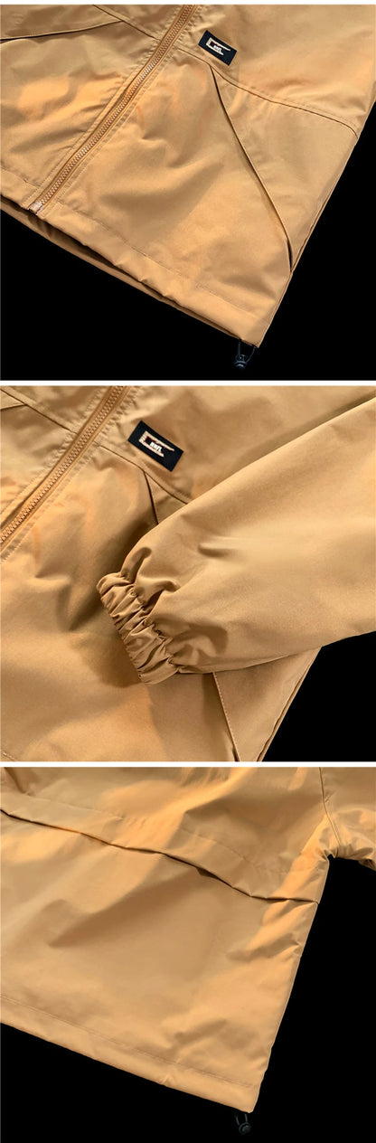 mens windbreaker solid color jackets outerwear tactical waterproof pilot coat men sports jacket autumn large size hoodie coats unique default style 5690