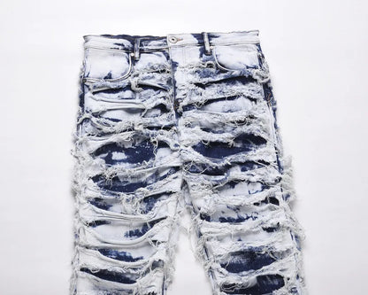 Men's Jeans Skinny Frayed Distressed Retro Ripped Biker Jeans Hip Hop Streetwear European American Slim Denim Pants for Men Street King Limited