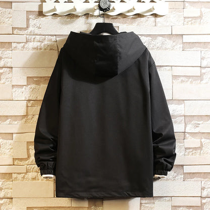 men workwear coat casual strip hoodids jacket unisex fashion hooded zipper tops outwear breathable waterproof windproof workwear minimalist street pants