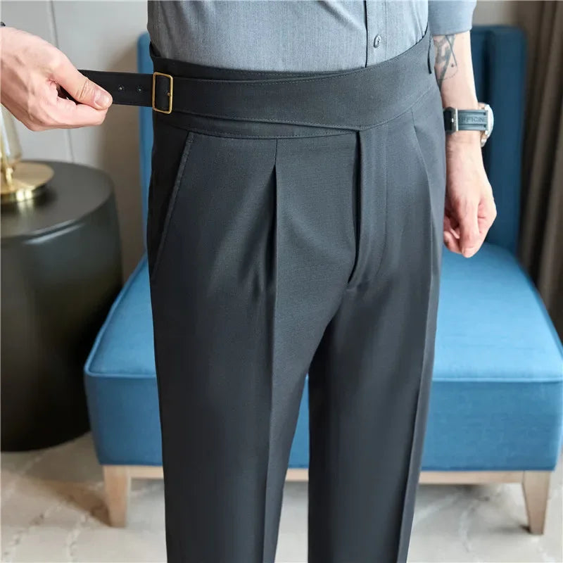 men naples waist business casual fashion vintage ankle length suit pant gentleman party dress pants trousers unique default style 1512