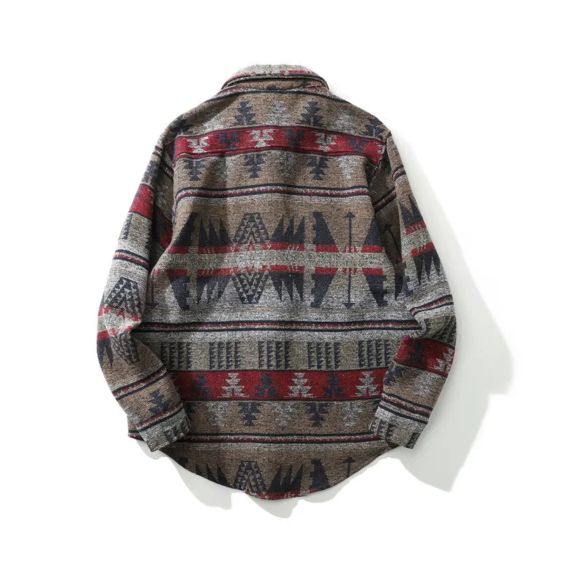 Dark Icon Geometric Stripe Shirts Men Women Long Sleeve Harajuku Woolen Shirts Men Clothing Street King Limited
