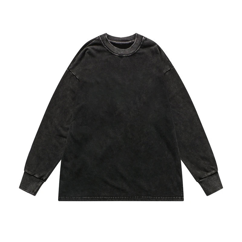 Rainbowtouches Washed Long Sleeve T-Shirts Vintage Pattern Long T-Shirts Men High Street Fashion Washing Oversized Men Street King Limited