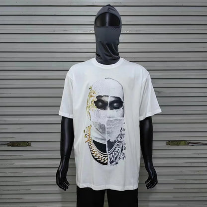 2024ss New IH NOM UH NIT T-shirt Masked Gold Necklace Printing Men Woman Good Quality Chaopai Top Tees Street King Limited