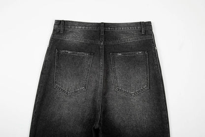 Hip Hop Washed Knee Hole Baggy Wide Leg Casual Jeans for Men Y2K Ripped Loose Distressed Denim Trousers Oversized Cargo Pants Street King Limited