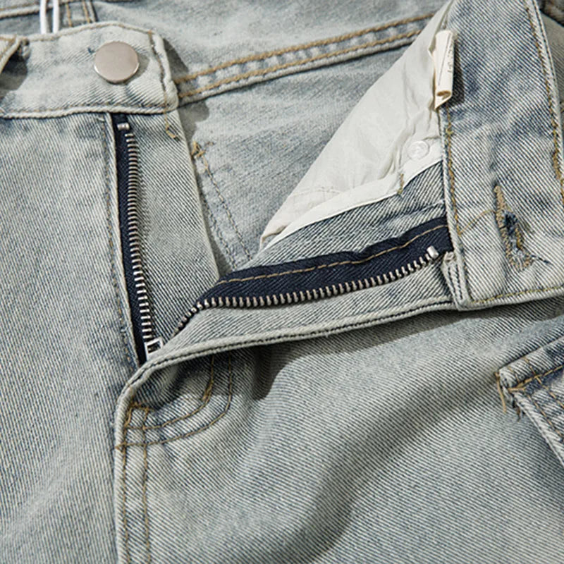 Men Y2K Baggy Jeans Multi Pocket Distressed Ripped Straight Cargo Denim Pants Harajuku Casual Trousers Hip Hop Retro Streetwear Street King Limited