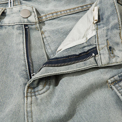 Men Y2K Baggy Jeans Multi Pocket Distressed Ripped Straight Cargo Denim Pants Harajuku Casual Trousers Hip Hop Retro Streetwear Street King Limited