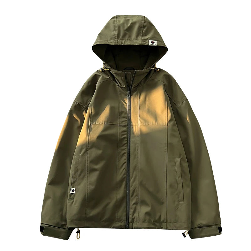 autumn spring casual mens outdoor jacket basic solid colour hooded windbreaker unisex coats waterproof male jackets minimalist street pants