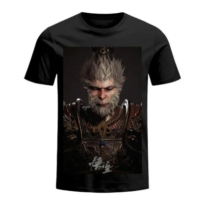 Black Myth Wukong Printed Oversized Short-sleeved Top Men Y2k American Street Casual Breathable Cotton Round Neck T-shirt Women Street King Limited
