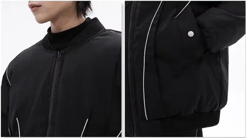 Winter Thickening Flying Baseball Uniform Solid Multi Pocket Simplicity Warm Cotton Jacket 2024 New Streetwear Male Parkas Street King Limited