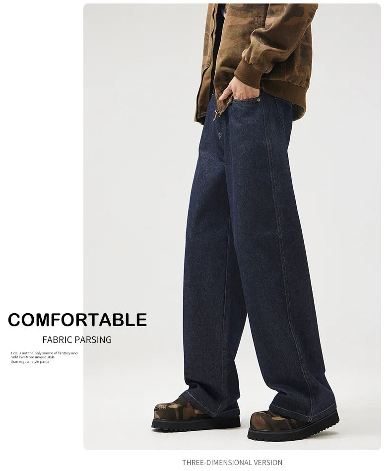 classic primary color jeans mens loose casual straight cleanfit fashion denim jeans pants man streetwear jeans trousers unique jeans style 1866
