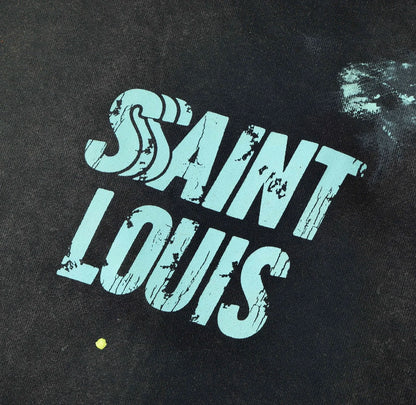 2024 Winter New SAINT LOUIS High-Street Cotton Inkjet Washed Old Letter Logo Printed Hoodie Hooded Sweater Street King Limited