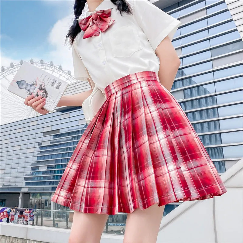 Jk Uniforms Gyaru School Uniform for Girl Student Pleated Skirt Uniform Set Women Short Sleeve Bow Tie Seifuku Japanese Style Street King Limited