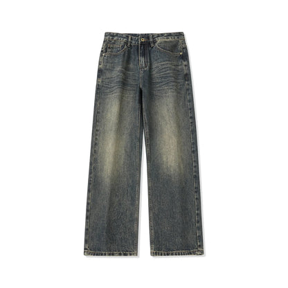 mens streetwear fashion loose casual plus size straight wide leg denim baggy jeans pants boyfriend jeans trousers ripped baggy denim