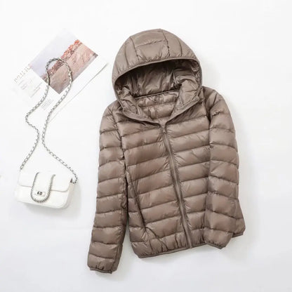 plus size thin light down jacket women 2023 autumn winter slim short hooded warm white duck down coat women outerwear streetwear unique shorts style 4259