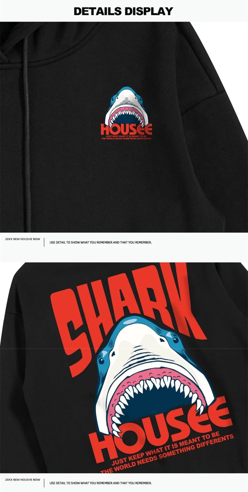 New in Anime Shark Graphic Printed Hooded Sweatshirts Men Hip Hop Fashion Pullover Hoodies Y2K Streetwear Loose Fleece Hoody Street King Limited