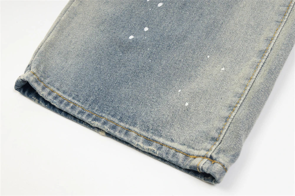 mens fashion ripped jeans blue straight baggy jeans trousers luxury loose casual distressed denim pants male 1 unique jeans style 4456