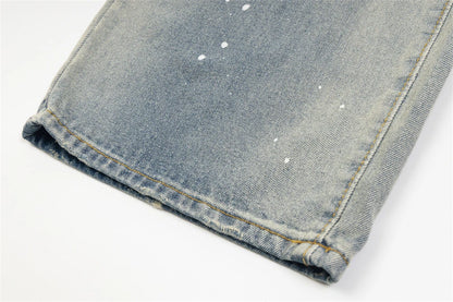 mens fashion ripped jeans blue straight baggy jeans trousers luxury loose casual distressed denim pants male 1 unique jeans style 4456