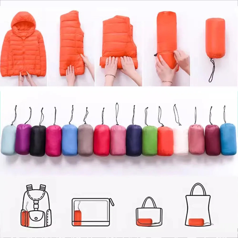 plus size thin light down jacket women 2023 autumn winter slim short hooded warm white duck down coat women outerwear streetwear relaxed fit shorts