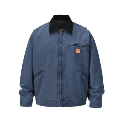 casual loose cargo jacket mens lapel spliced long sleeve retro autumn winter outerwear men unique cargo style 197
