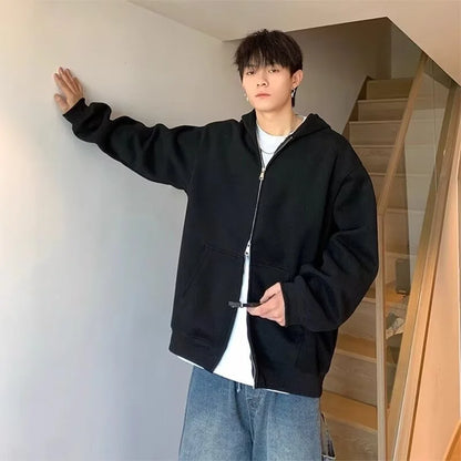 winter mens fleece zipper hooded sweatshirts 2025 new classic solid color oversized hoodies y2k streetwear outerwear tracksuit unique default style 29